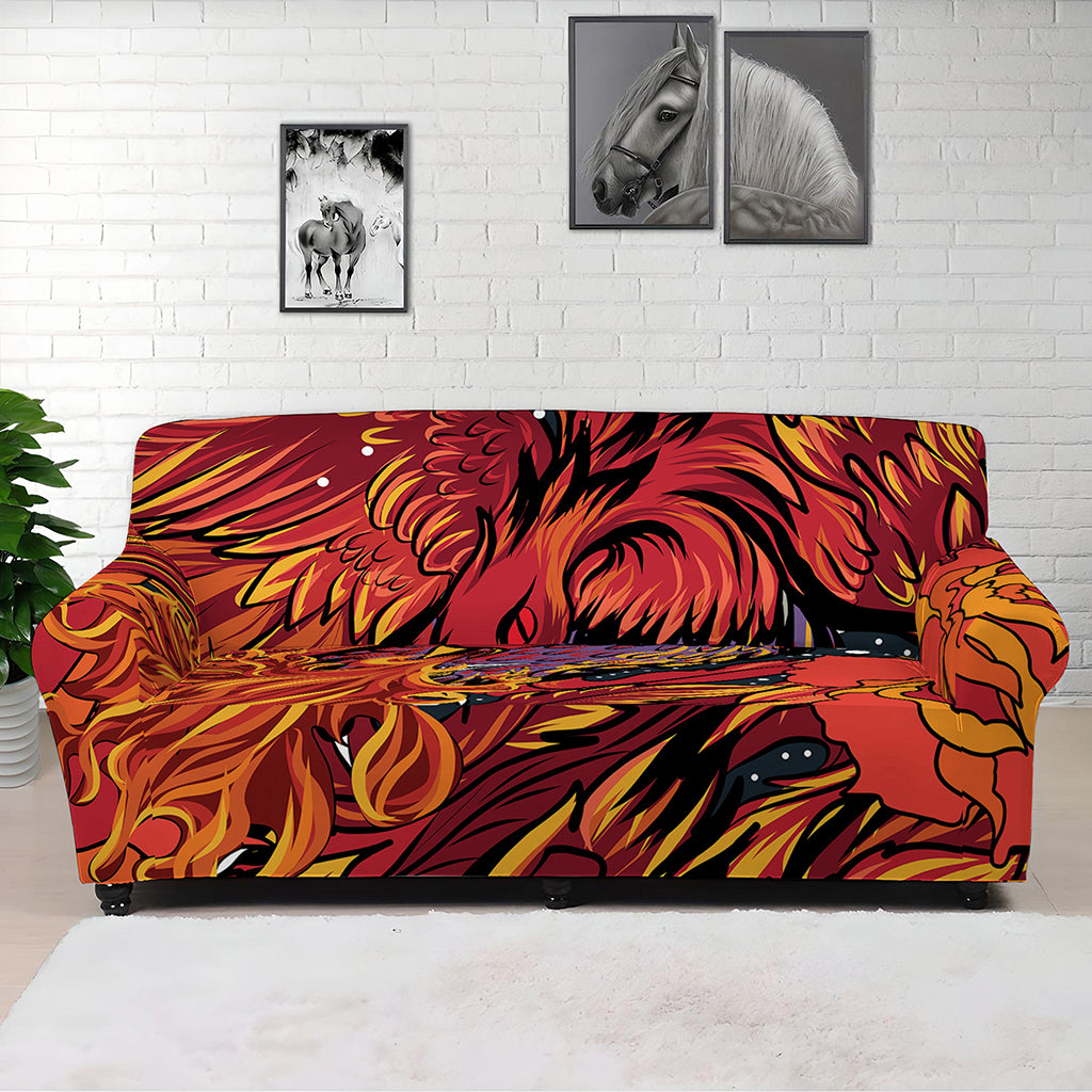 Japanese Phoenix Print Sofa Cover