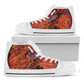 Japanese Phoenix Print White High Top Sneakers
