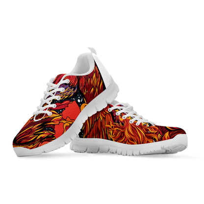 Japanese Phoenix Print White Sneakers