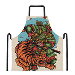 Japanese Samurai And Tiger Print Apron
