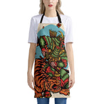 Japanese Samurai And Tiger Print Apron