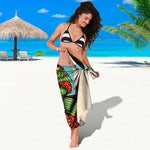 Japanese Samurai And Tiger Print Beach Sarong Wrap