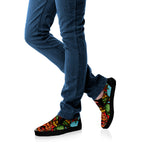 Japanese Samurai And Tiger Print Black Slip On Shoes