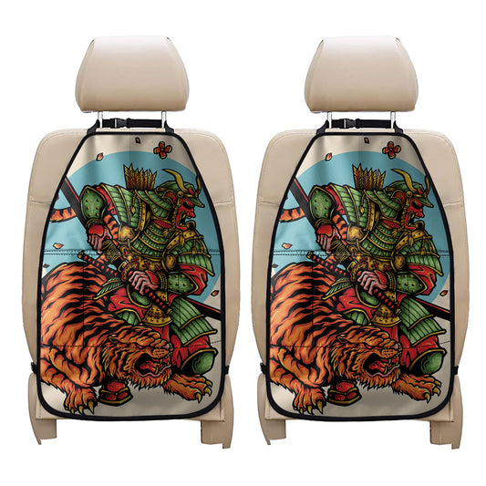 Japanese Samurai And Tiger Print Car Seat Organizers