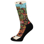 Japanese Samurai And Tiger Print Crew Socks