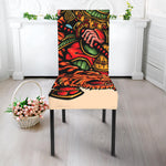 Japanese Samurai And Tiger Print Dining Chair Slipcover