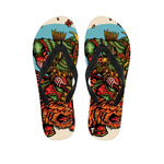 Japanese Samurai And Tiger Print Flip Flops