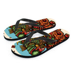 Japanese Samurai And Tiger Print Flip Flops