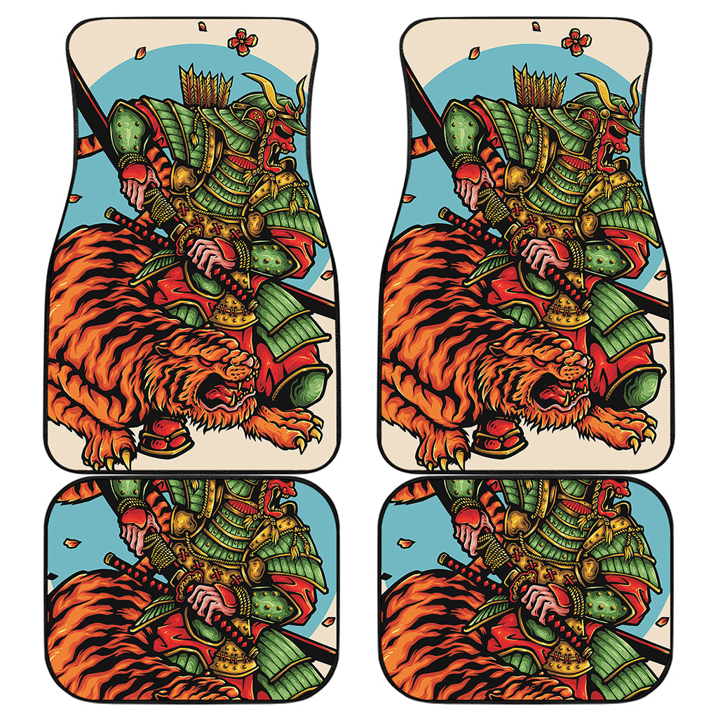 Japanese Samurai And Tiger Print Front and Back Car Floor Mats