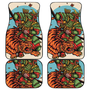 Japanese Samurai And Tiger Print Front and Back Car Floor Mats
