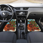 Japanese Samurai And Tiger Print Front and Back Car Floor Mats