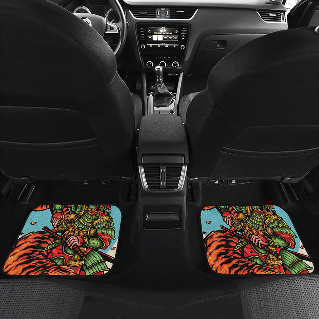 Japanese Samurai And Tiger Print Front and Back Car Floor Mats