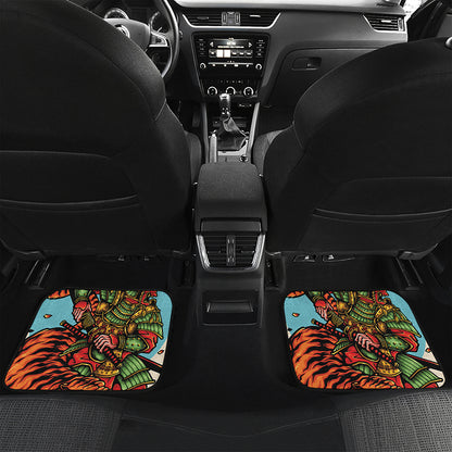 Japanese Samurai And Tiger Print Front and Back Car Floor Mats