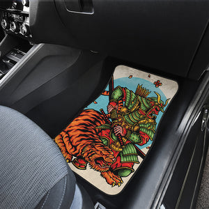 Japanese Samurai And Tiger Print Front and Back Car Floor Mats