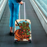 Japanese Samurai And Tiger Print Luggage Cover