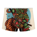 Japanese Samurai And Tiger Print Men's Boxer Briefs