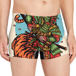 Japanese Samurai And Tiger Print Men's Boxer Briefs