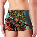 Japanese Samurai And Tiger Print Men's Boxer Briefs