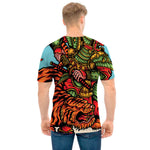 Japanese Samurai And Tiger Print Men's T-Shirt