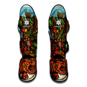 Japanese Samurai And Tiger Print Muay Thai Shin Guard