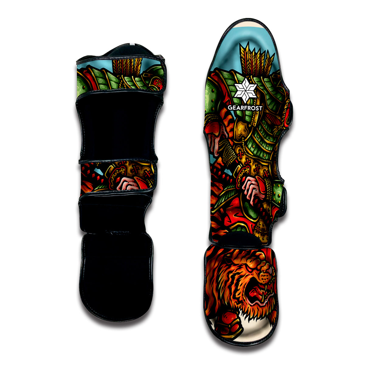 Japanese Samurai And Tiger Print Muay Thai Shin Guard