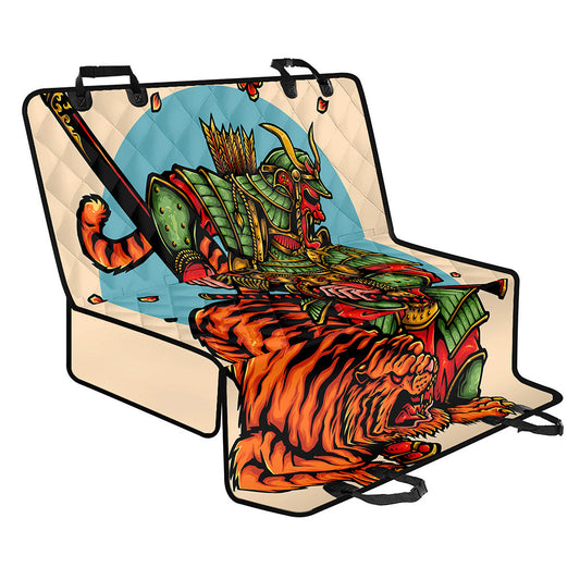 Japanese Samurai And Tiger Print Pet Car Back Seat Cover