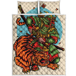 Japanese Samurai And Tiger Print Quilt Bed Set