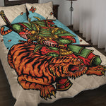Japanese Samurai And Tiger Print Quilt Bed Set
