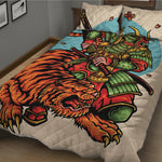 Japanese Samurai And Tiger Print Quilt Bed Set