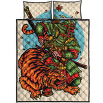Japanese Samurai And Tiger Print Quilt Bed Set