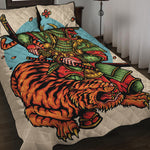 Japanese Samurai And Tiger Print Quilt Bed Set