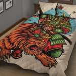 Japanese Samurai And Tiger Print Quilt Bed Set