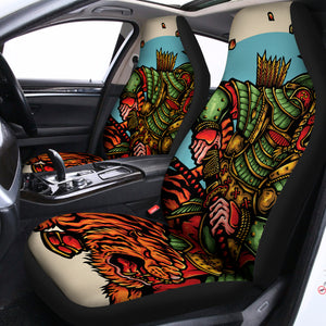 Japanese Samurai And Tiger Print Universal Fit Car Seat Covers