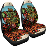 Japanese Samurai And Tiger Print Universal Fit Car Seat Covers