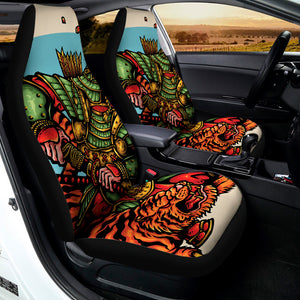 Japanese Samurai And Tiger Print Universal Fit Car Seat Covers