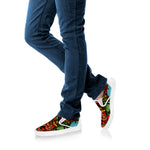 Japanese Samurai And Tiger Print White Slip On Shoes