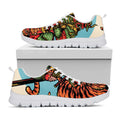 Japanese Samurai And Tiger Print White Running Shoes