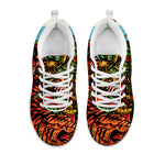 Japanese Samurai And Tiger Print White Sneakers