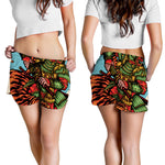 Japanese Samurai And Tiger Print Women's Shorts