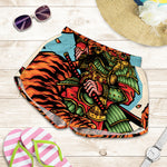 Japanese Samurai And Tiger Print Women's Shorts