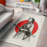 Japanese Samurai Girl Print Area Rug