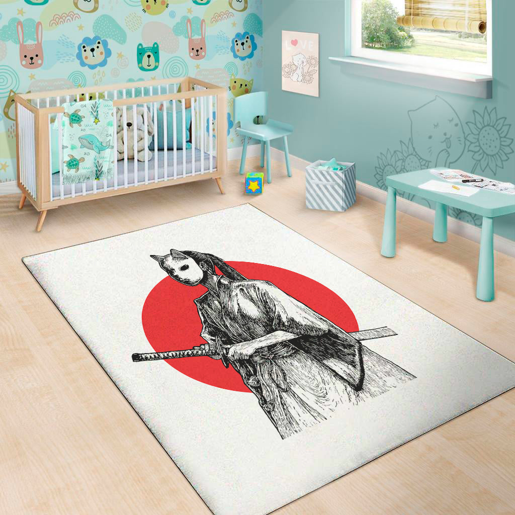 Japanese Samurai Girl Print Area Rug