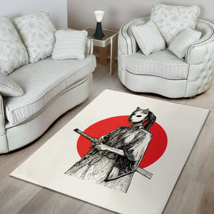 Japanese Samurai Girl Print Area Rug