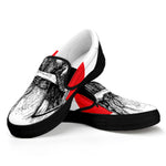 Japanese Samurai Girl Print Black Slip On Shoes