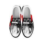 Japanese Samurai Girl Print Black Slip On Shoes