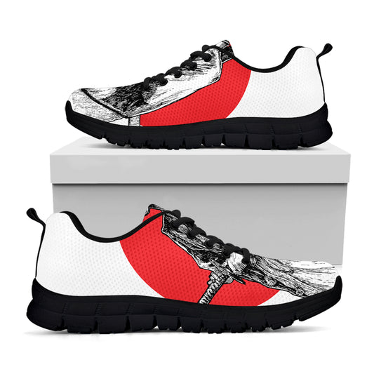 Japanese Samurai Girl Print Black Sneakers