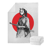 Japanese Samurai Girl Print Blanket