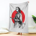 Japanese Samurai Girl Print Blanket