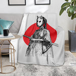 Japanese Samurai Girl Print Blanket
