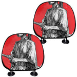 Japanese Samurai Girl Print Car Headrest Covers
